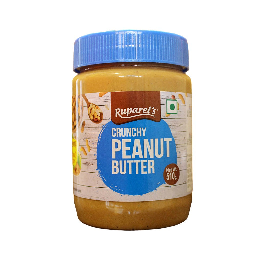 Ruparel’s Crunchy Peanut Butter 510g | 91% Roasted Peanuts | High Protein Crunchy | Zero Cholesterol | Nutritious & Tasty Snack