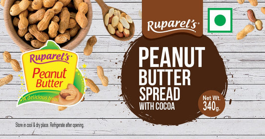 Ruparel Peanut Butter Spread with Cocoa 340g | Smooth & Creamy Peanut Spread | Delicious Cocoa Flavor | Perfect for Bread, Sandwiches, Toast & Breakfast Recipes