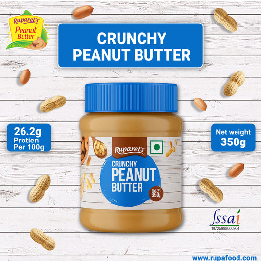 Ruparel’s Crunchy Peanut Butter 350g | 91% Roasted Peanuts | High Protein Crunchy Nut butter