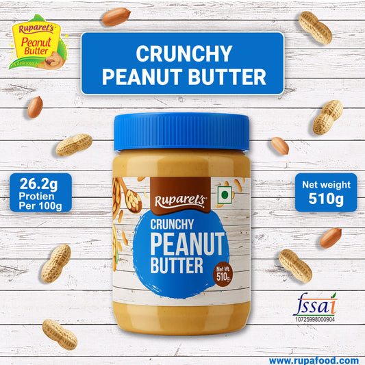 RUPAREL'S PEANUT BUTTER Crunchyy 510g and Crunchy 350g Combo offer total 860g | 91% Roasted Peanuts | Protein Rich | No Cholesterol | Delicious & Nutritious Breakfast