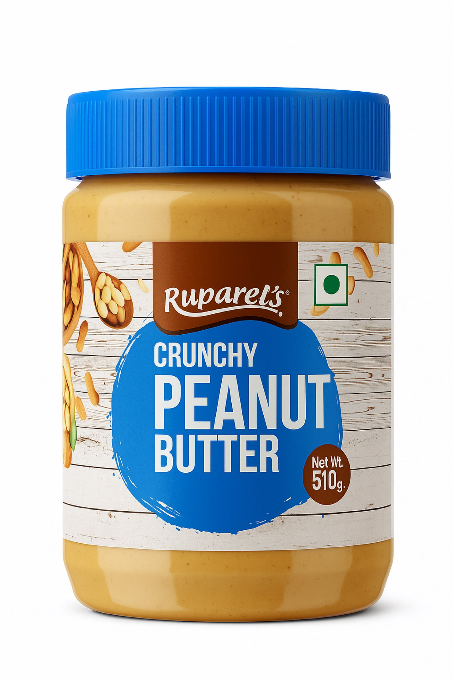Ruparel’s Crunchy Peanut Butter 510g | 91% Roasted Peanuts | High Protein Crunchy | Zero Cholesterol | Nutritious & Tasty Snack