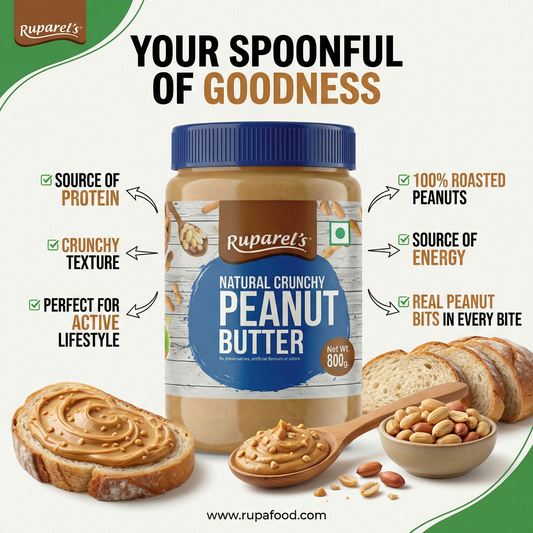 Ruparel’s Natural Crunchy Peanut Butter 800g | 100% Roasted Peanuts | Source of Protein | Delicious & Wholesome | Smooth Nut Butter Spread for Bread, Sandwich & Smoothies