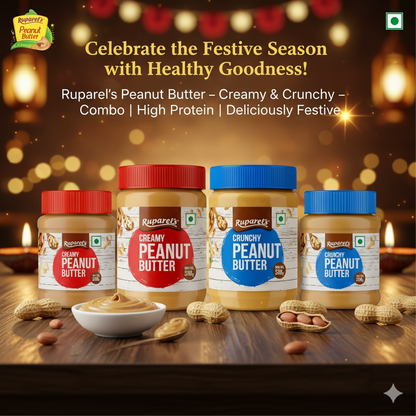 RUPAREL'S PEANUT BUTTER Special Combo offer Crunchy 510g, Creamy 510g, Crunchy 350g and Creamy 350g total 1720g | 91% Roasted Peanuts | Protein Rich | No Cholesterol | Delicious & Nutritious Breakfast