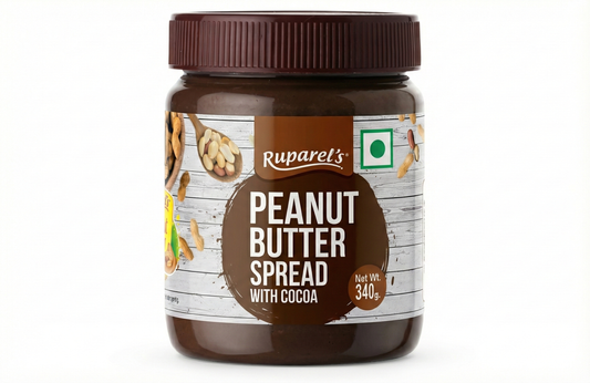 Ruparel Peanut Butter Spread with Cocoa 340g | Smooth & Creamy Peanut Spread | Delicious Cocoa Flavor | Perfect for Bread, Sandwiches, Toast & Breakfast Recipes