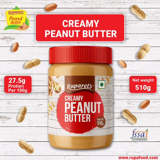 Ruparel’s Creamy Peanut Butter 510g | 91% Roasted Peanuts | High Protein Creamy