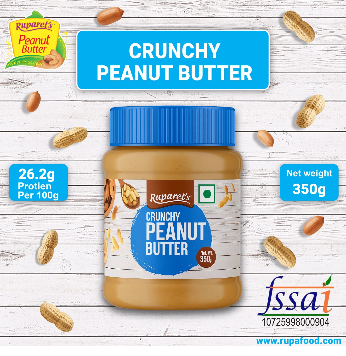 RUPAREL'S PEANUT BUTTER Special Combo offer Crunchy 510g, Creamy 510g, Crunchy 350g and Creamy 350g total 1720g | 91% Roasted Peanuts | Protein Rich | No Cholesterol | Delicious & Nutritious Breakfast