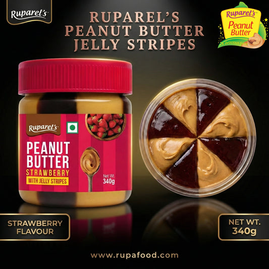 Ruparel Peanut Butter Strawberry Jelly Stripes 340g