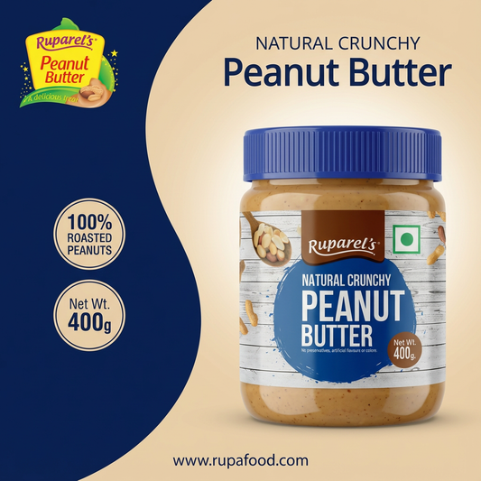 Ruparel’s Natural Crunchy Peanut Butter 400g | 100% Roasted Peanuts | Source of Protein | Delicious & Wholesome | Smooth Nut Butter Spread for Bread, Sandwich & Smoothies