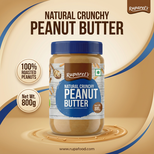 Ruparel’s Natural Crunchy Peanut Butter 800g | 100% Roasted Peanuts | Source of Protein | Delicious & Wholesome | Smooth Nut Butter Spread for Bread, Sandwich & Smoothies